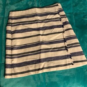 LOFT Navy and Cream Striped Mini Skirt